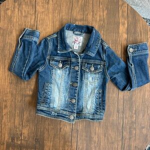 1989 PLACE Girls Distressed Denim Jacket Size Small (5/6)